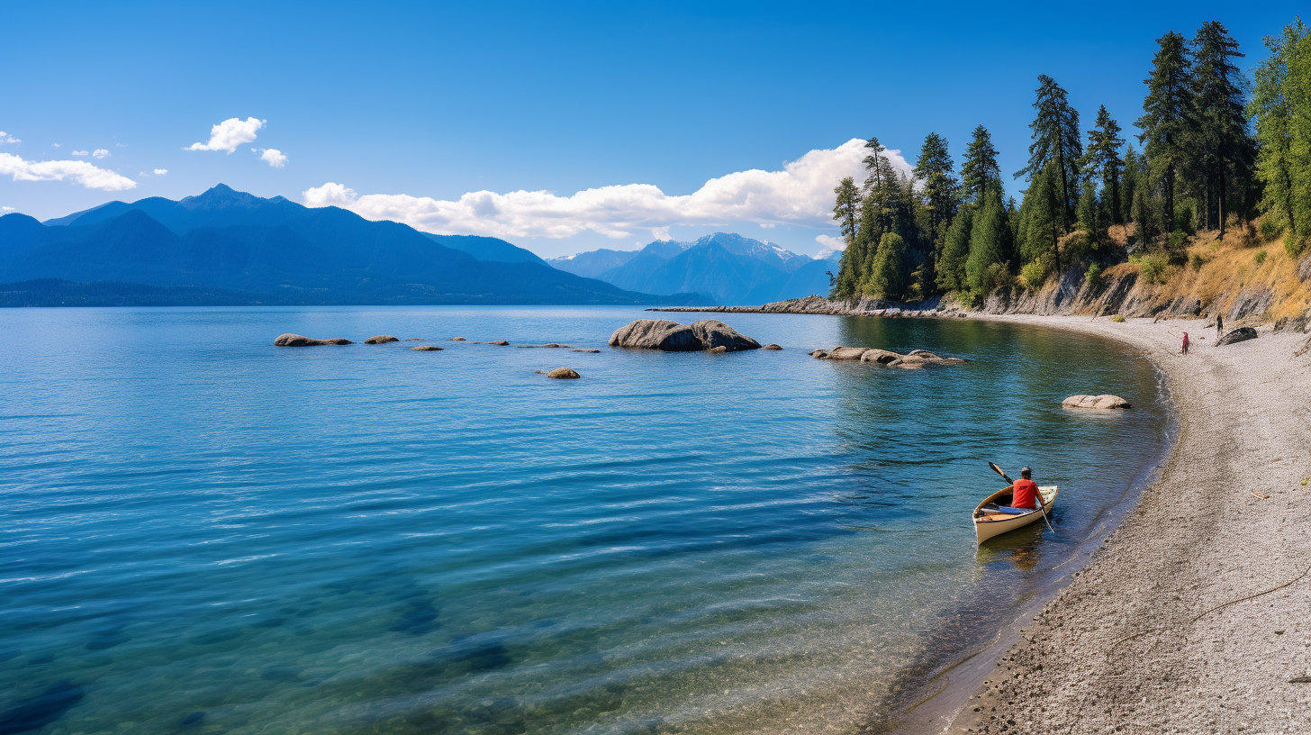 Man and woman preparing kayak on clear beach