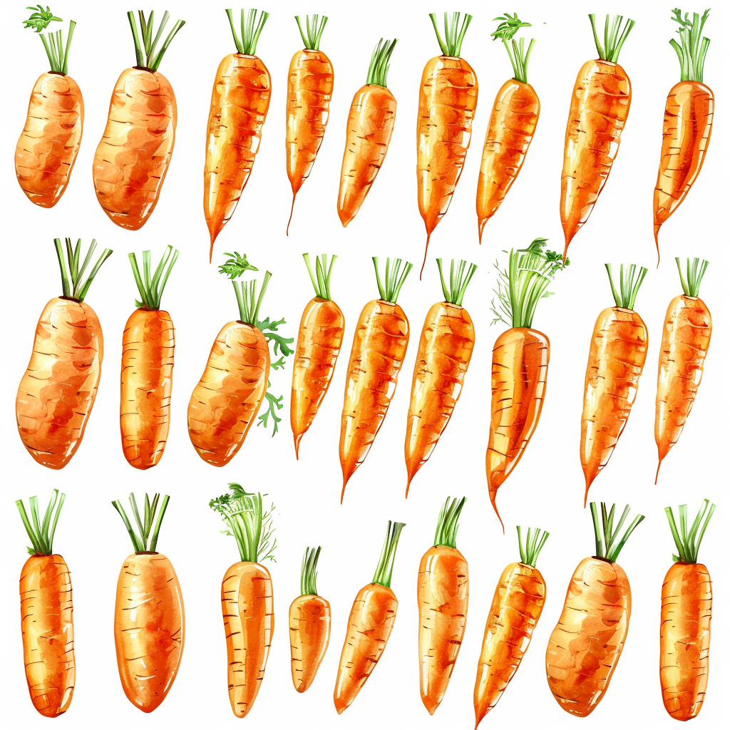 Watercolor Carrots Clipart Set