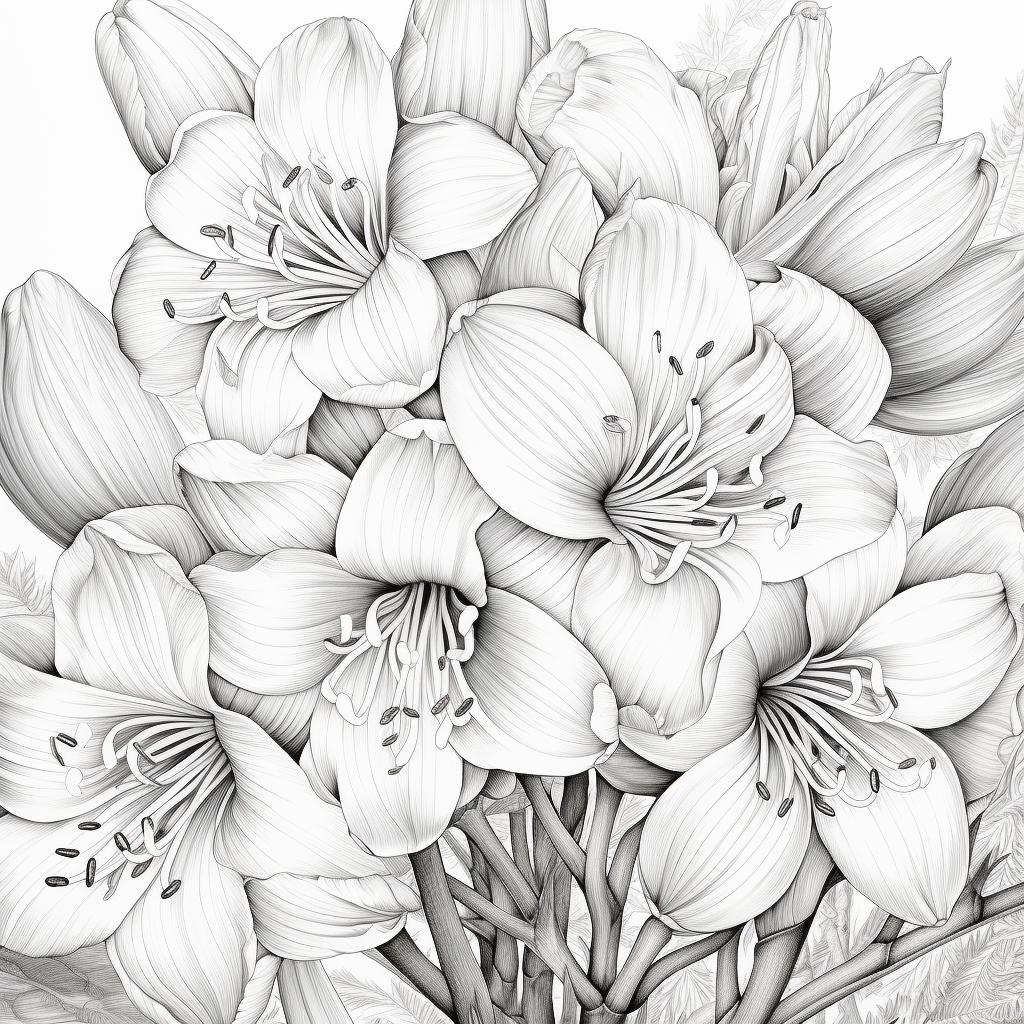 Intricate Clivia Minata Flowers Coloring Image