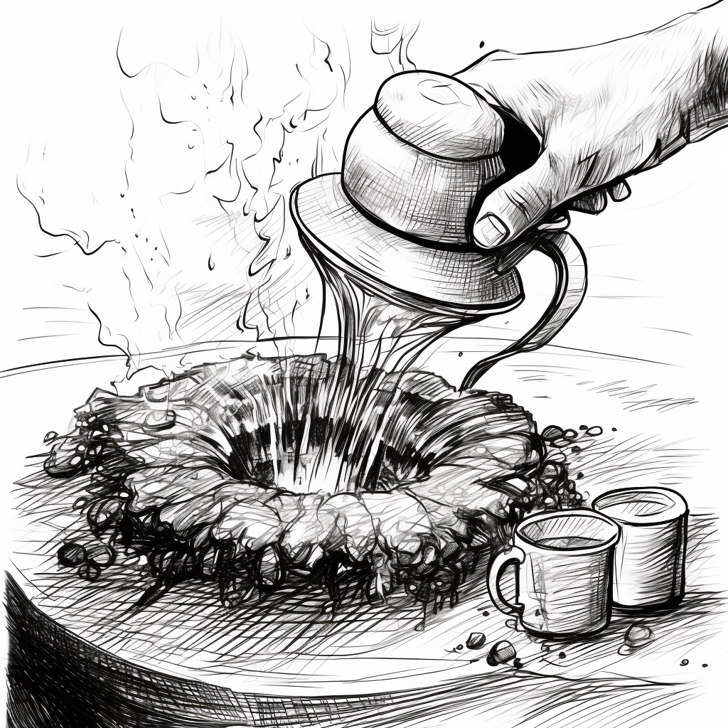 Coffee brew filter messy line art sketch