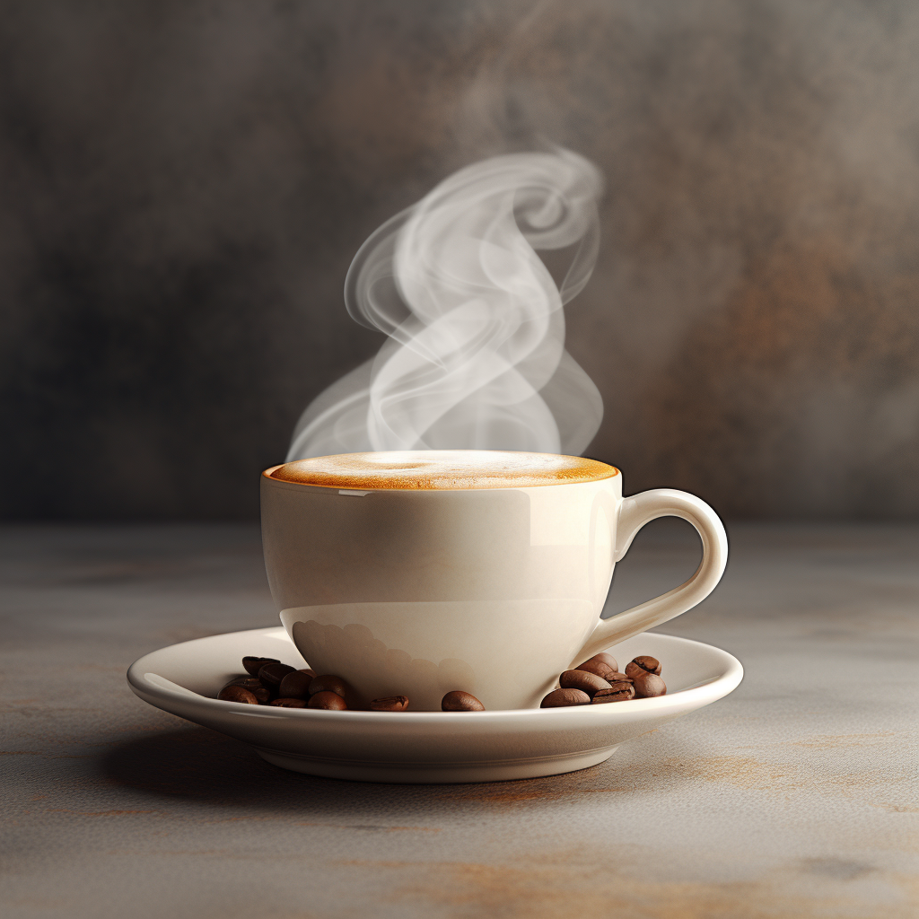 Refreshing and aromatic coffee on a light grey background