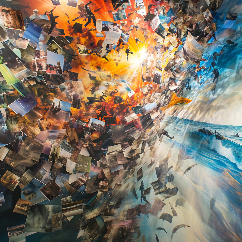 collective images blowing away 3d mural