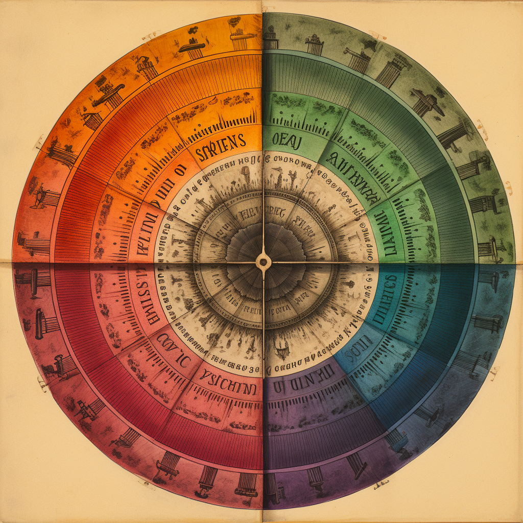 Color Wheel on Parchment with Latin Labels