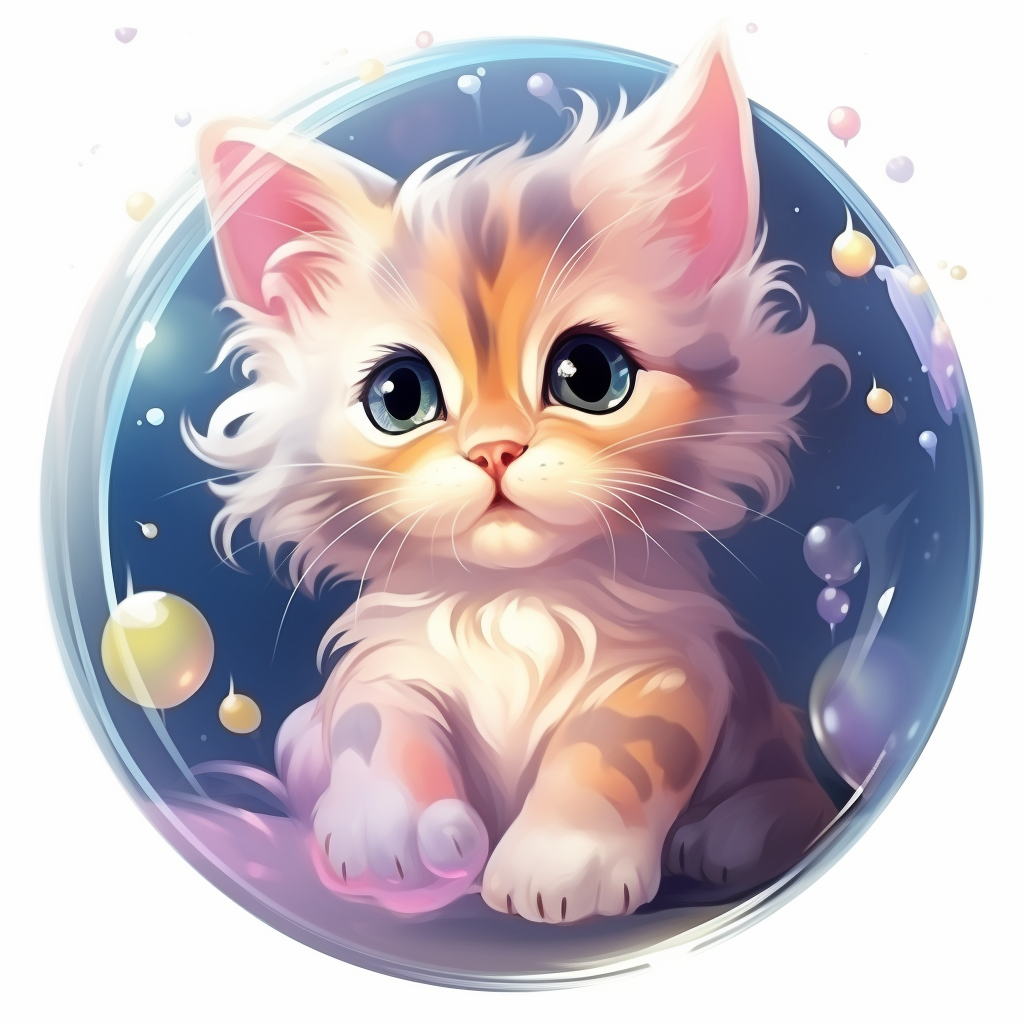 Cute kitten in a bubble