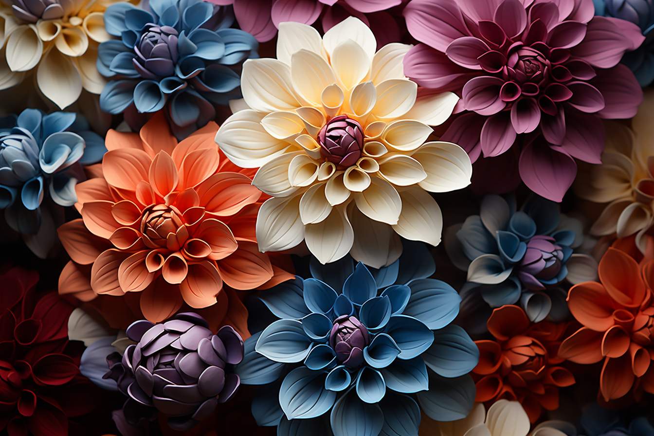 Vibrant dalias in various colors