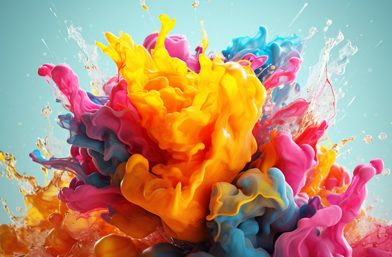 Abstract colorful fluid explosion in office