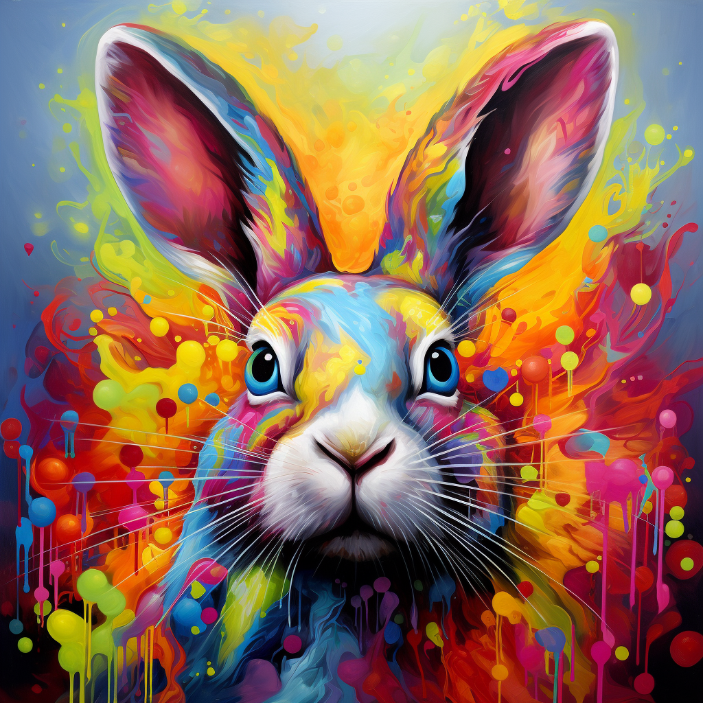 Colorful serious rabbit picture