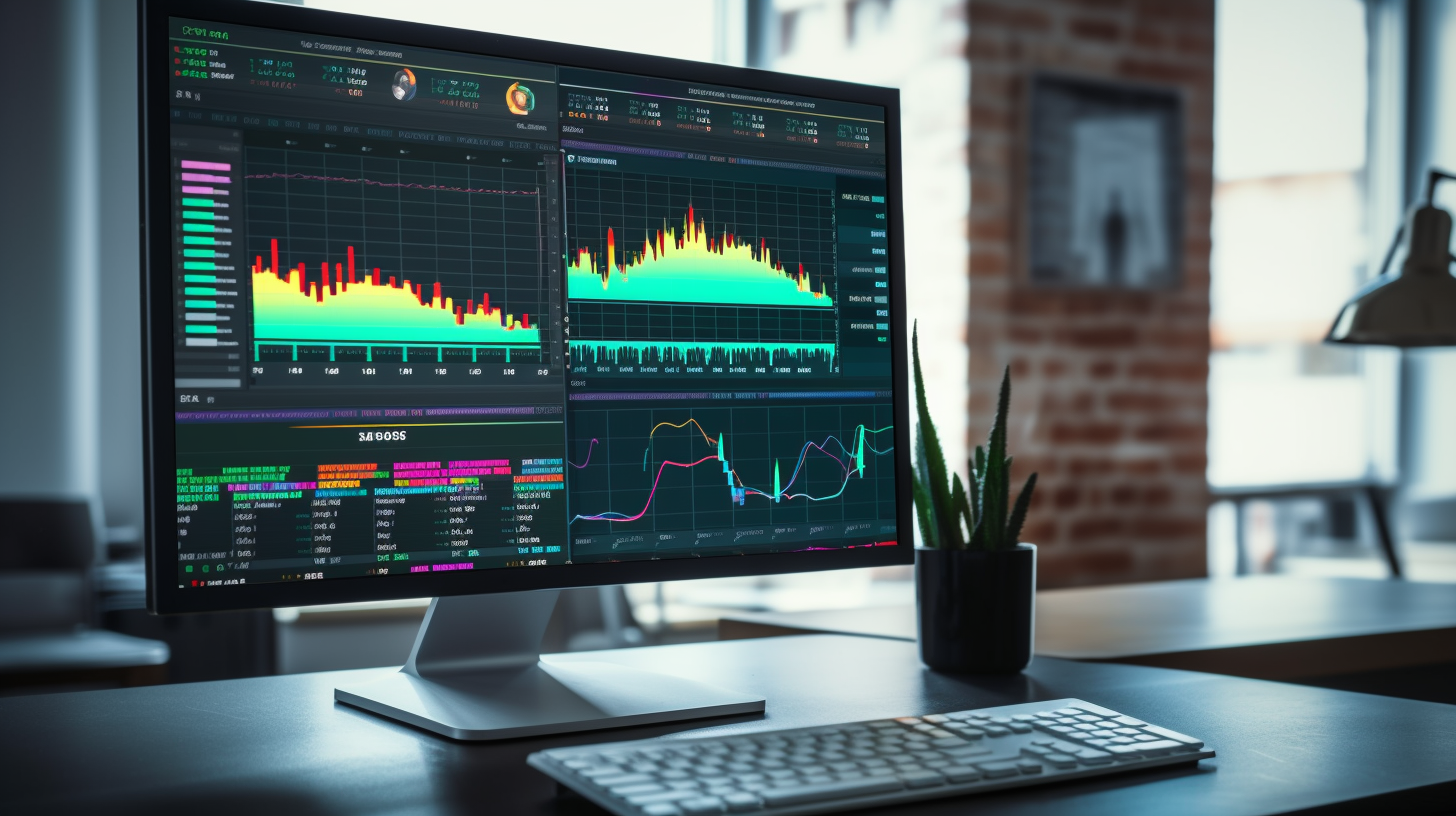 Colorful charts and tables for data analysis