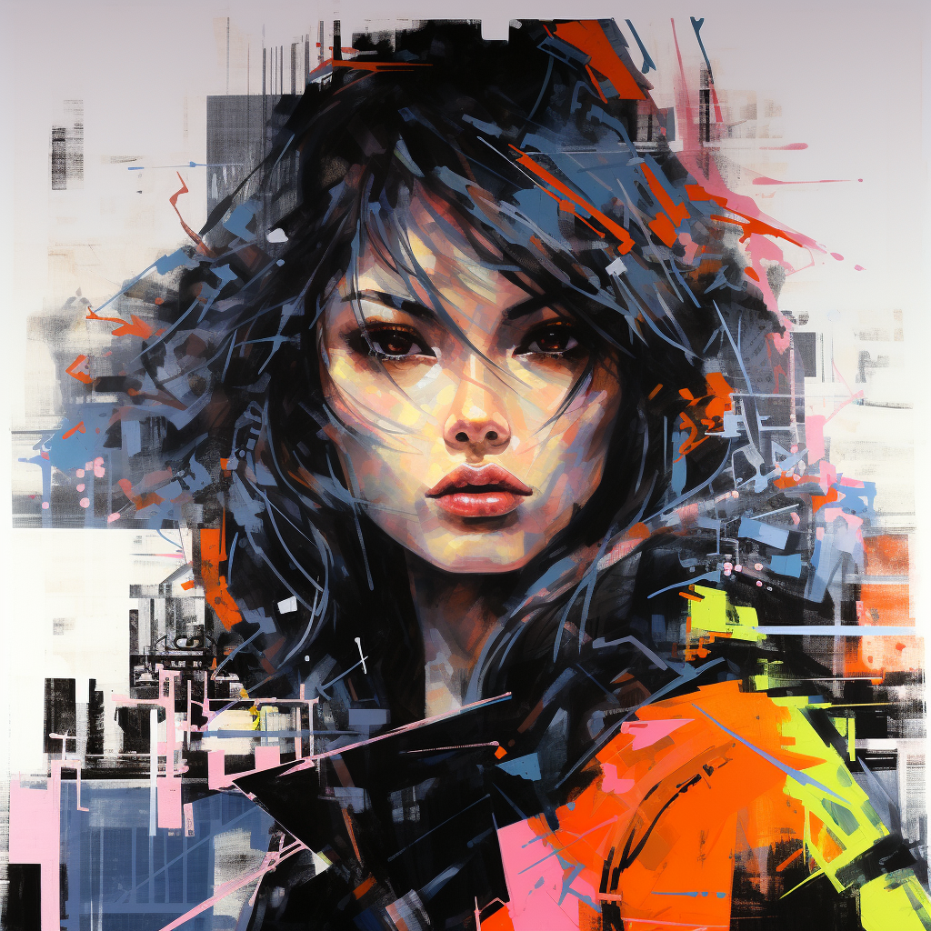 Beautiful Asian Female in Colorful Comic Book Art
