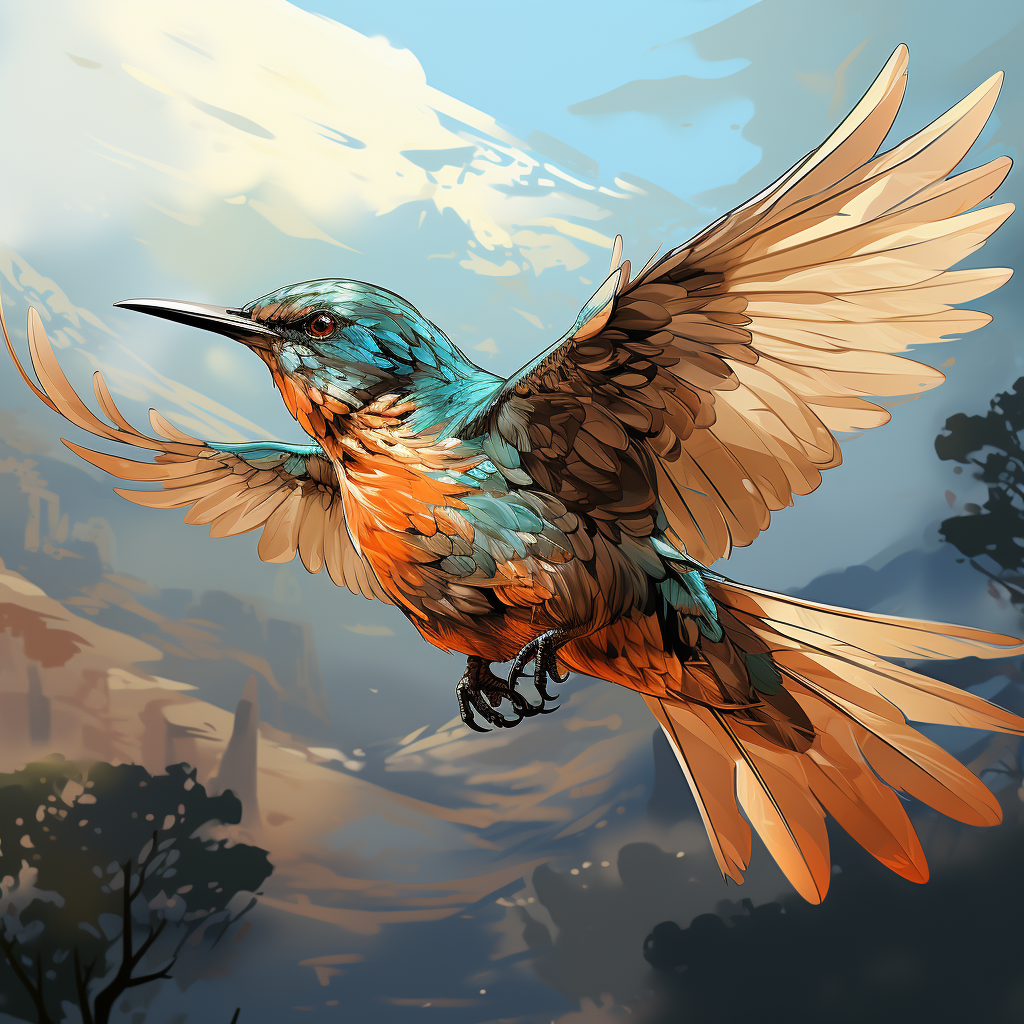 Colorful flying swiflet in full flight