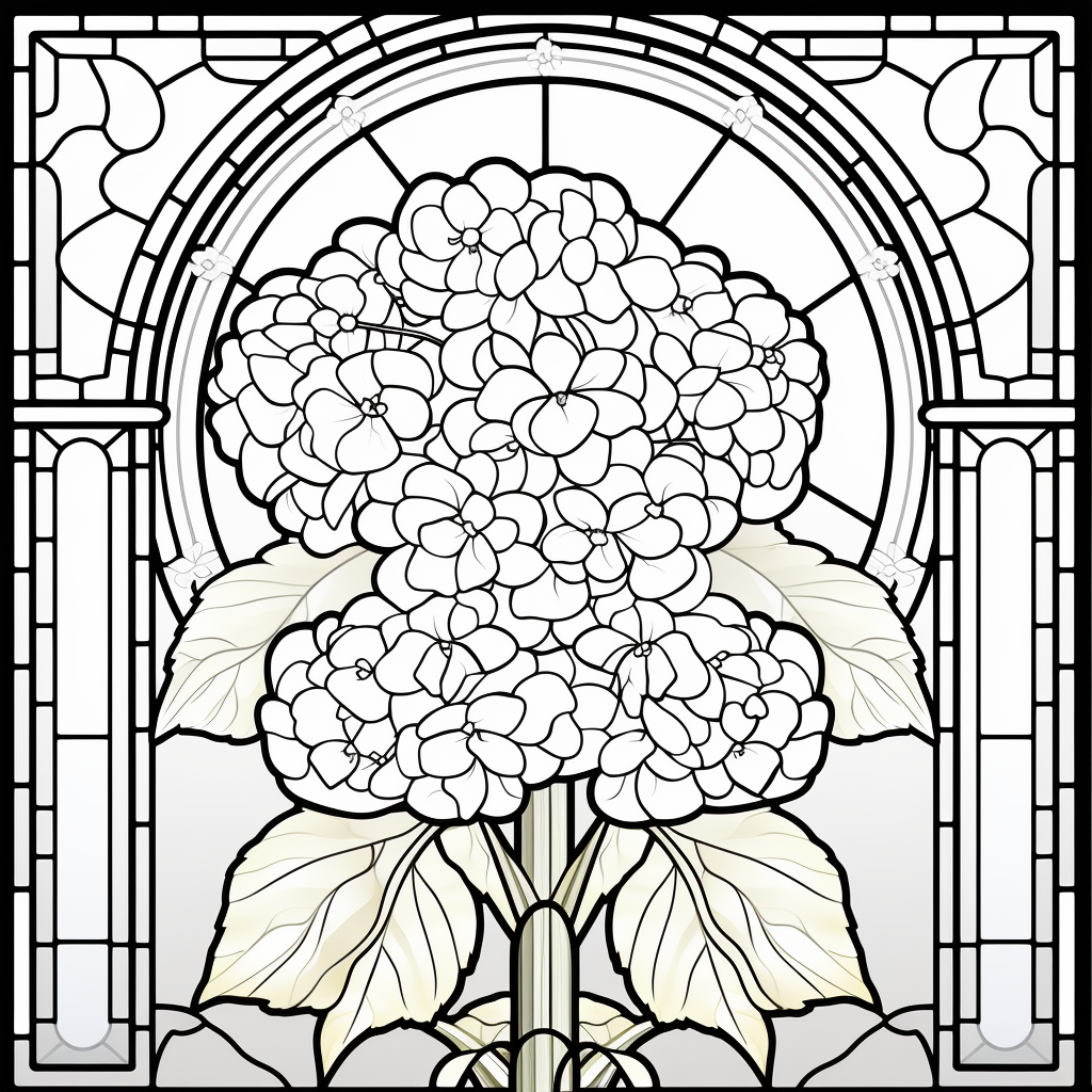 Hydrangea Stained Glass Coloring Page