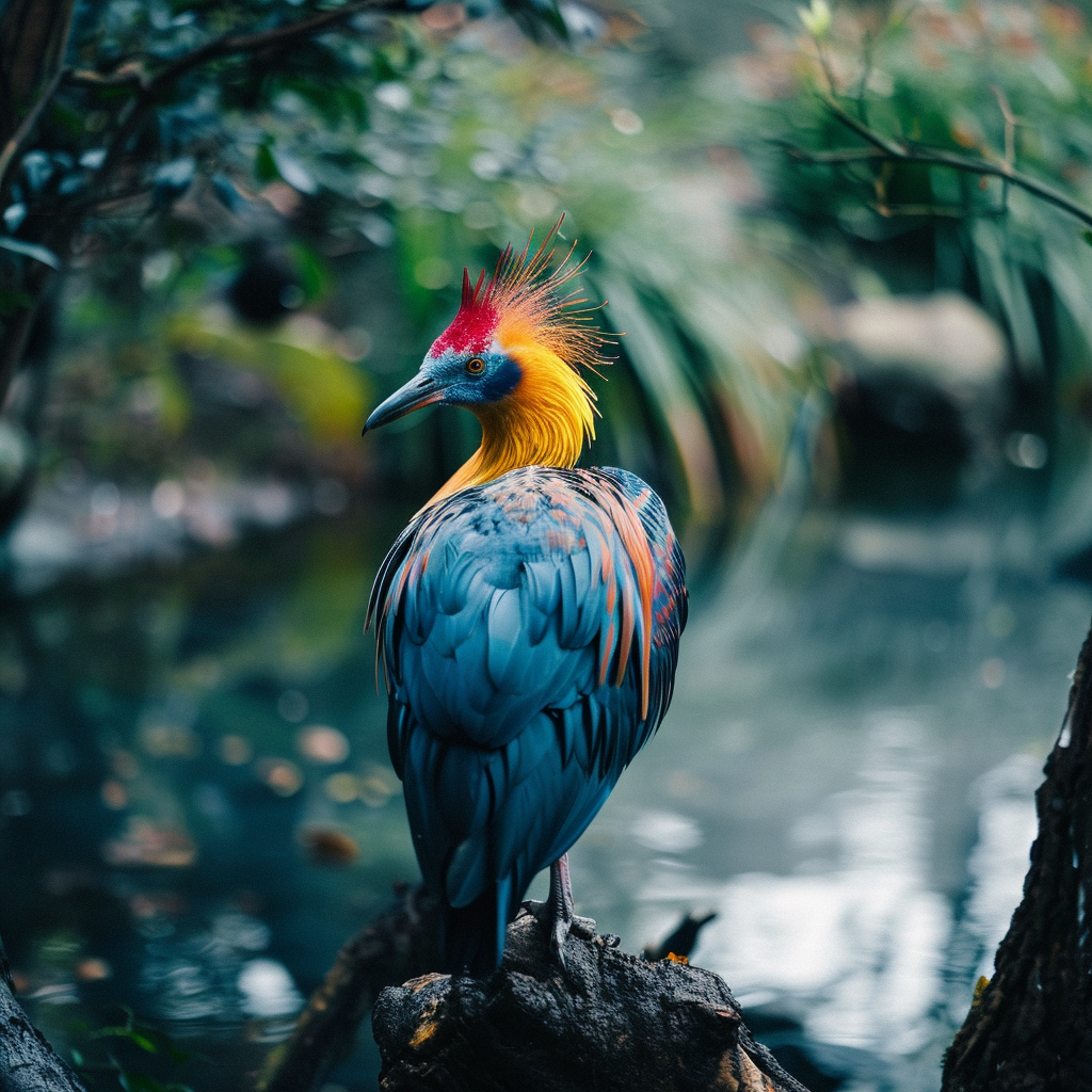 Colourful bird by the lake