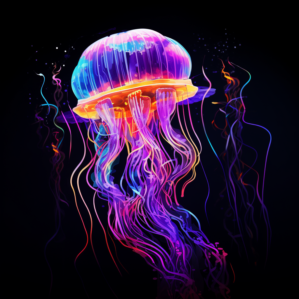 Colorful jellyfish with bold lines and lumen reflections