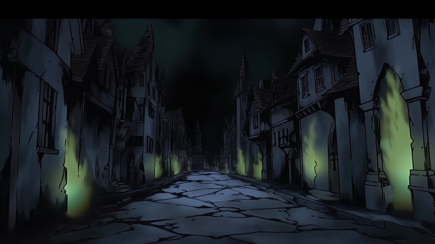 Combat background perspective view high horizon medieval town