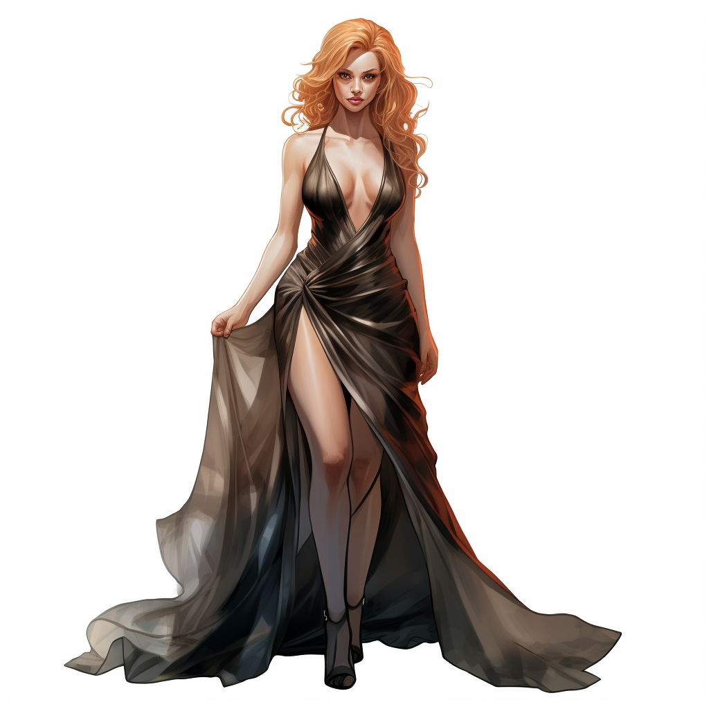 Comic character wearing a stylish dress