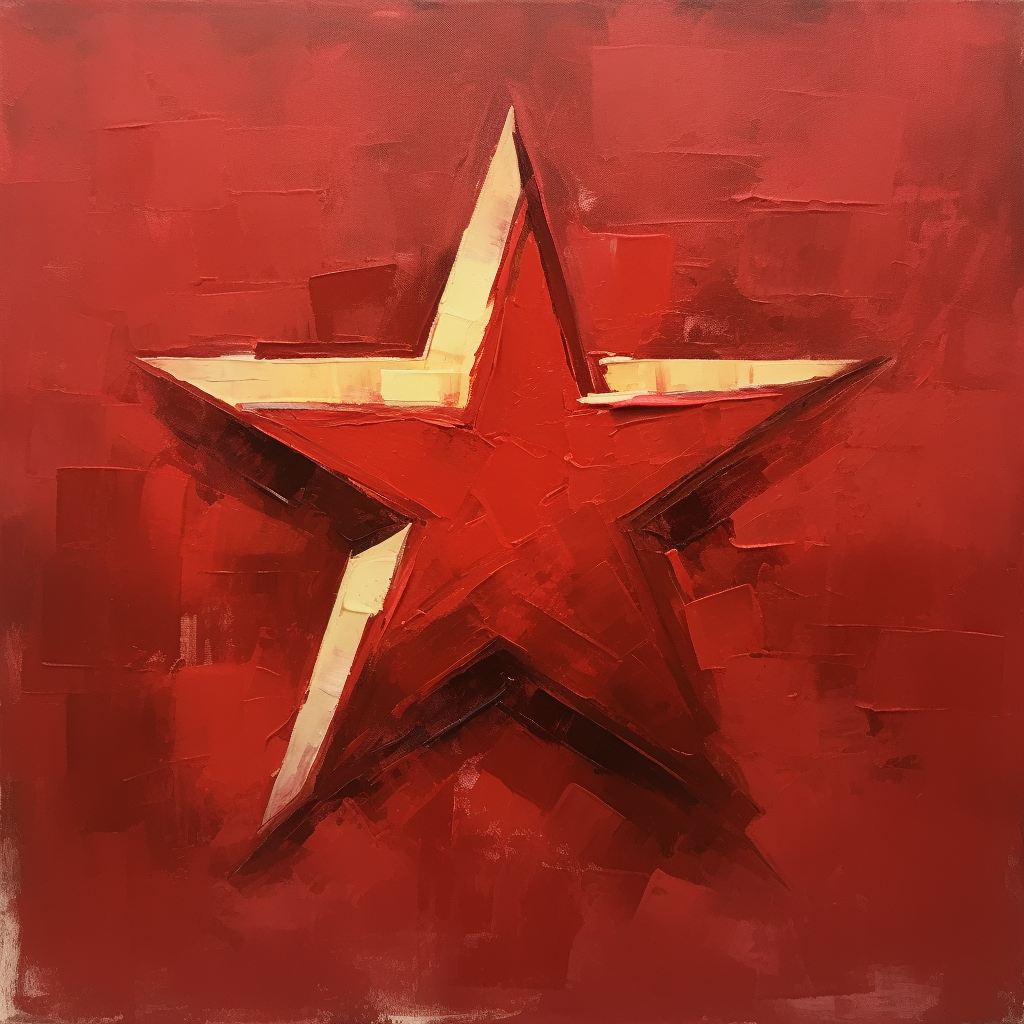 Communism symbol on red background painting