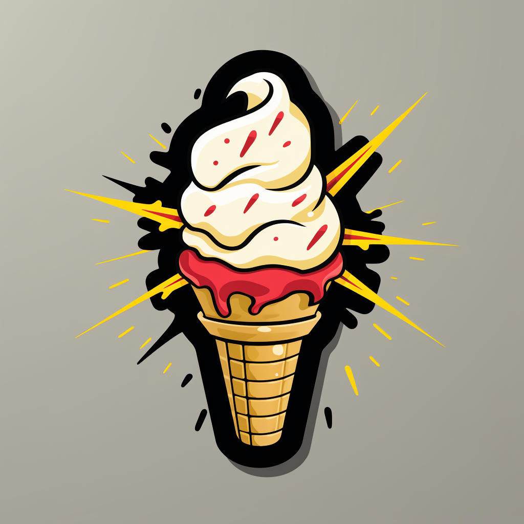 Cute stick ice cream with lightning bolt logo