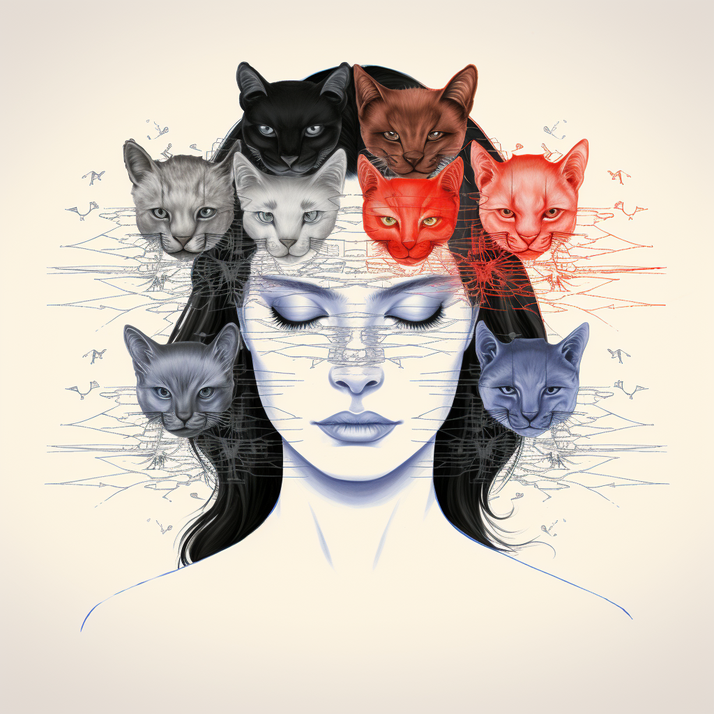 Woman reflecting complex emotions with kitty