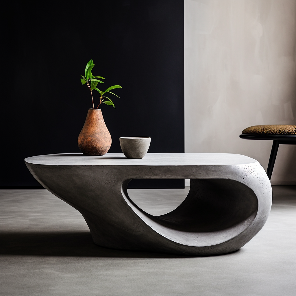 Concrete coffee table inspired by beluga