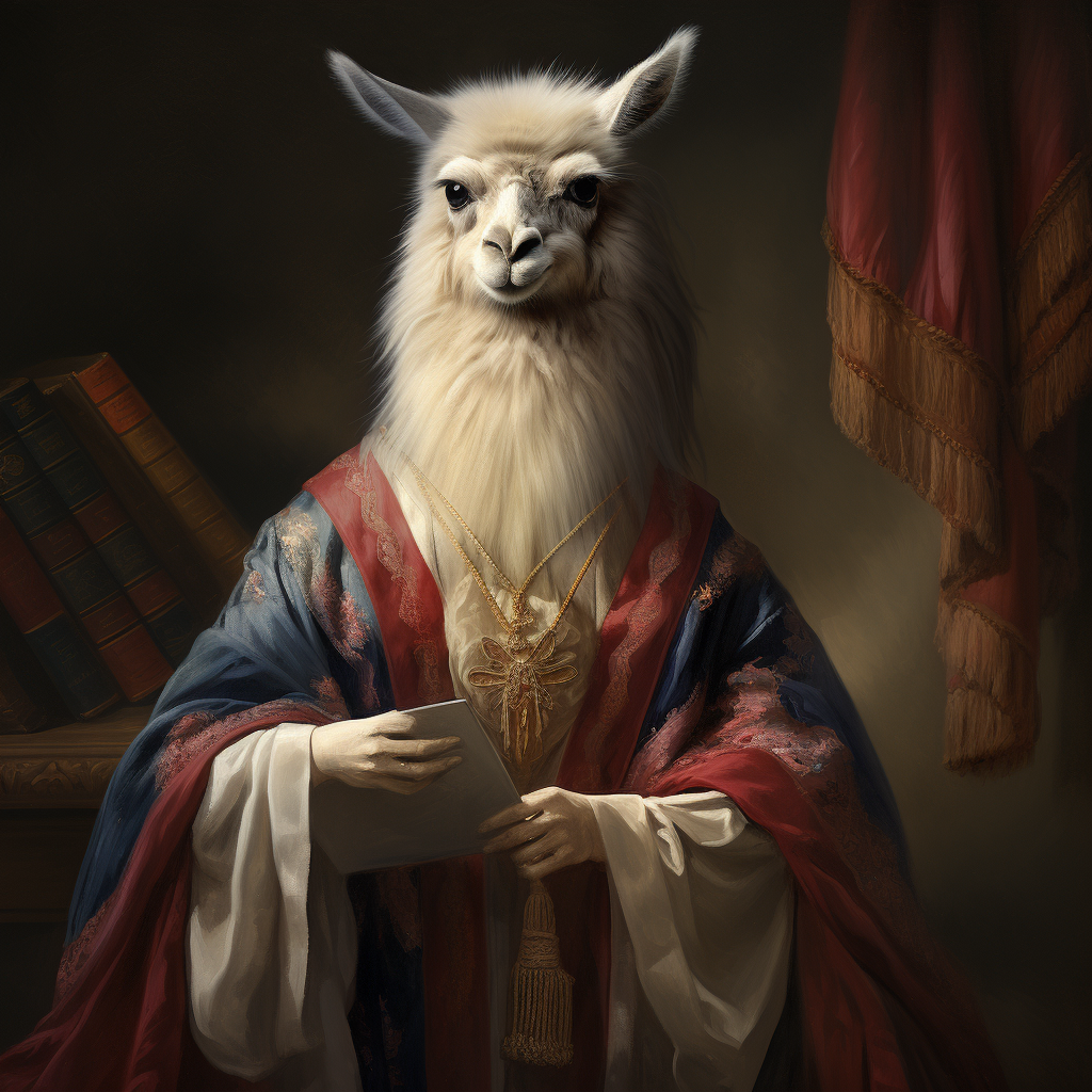 Llama Holding Constitution - 19th Century Painting