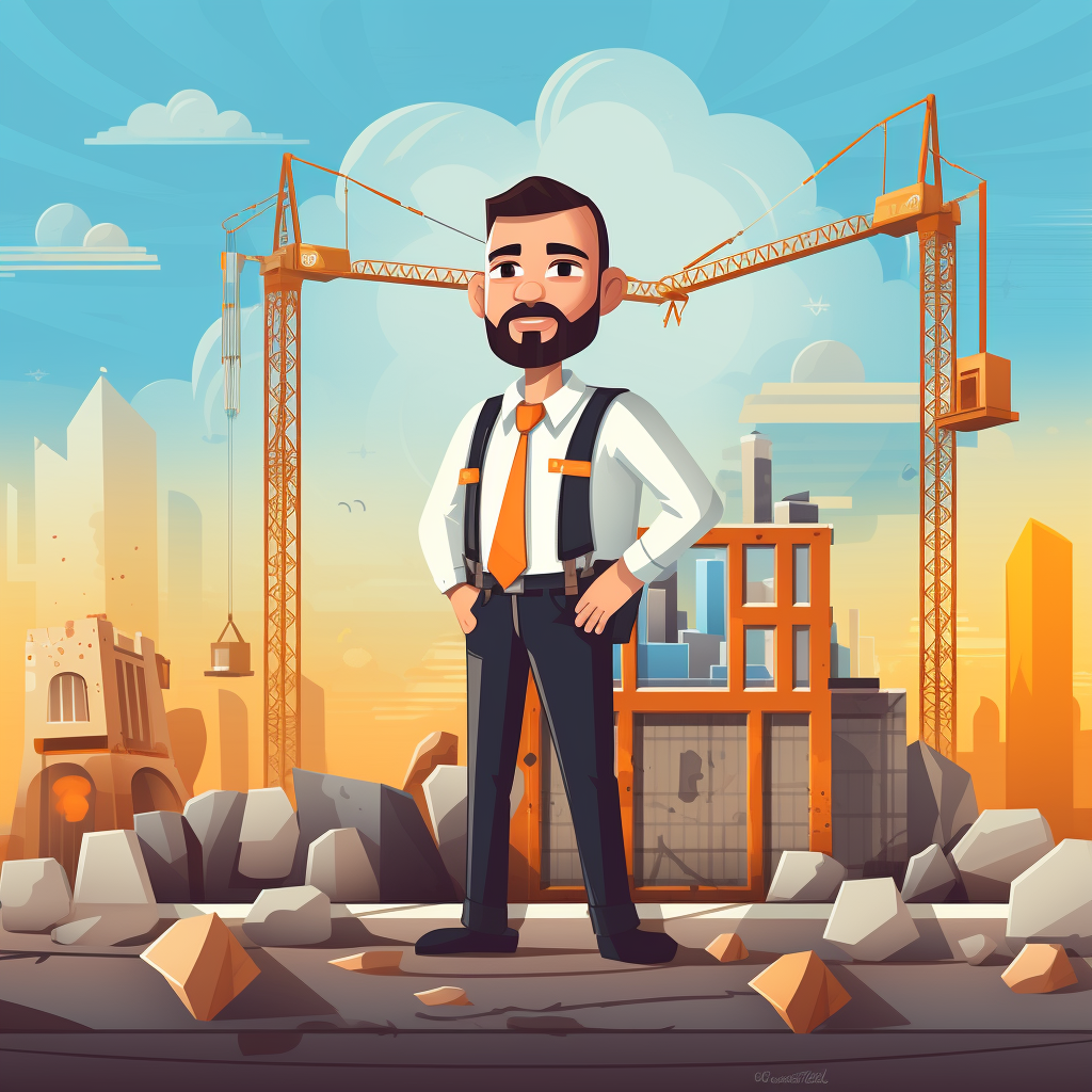 Construction site manager in flat design