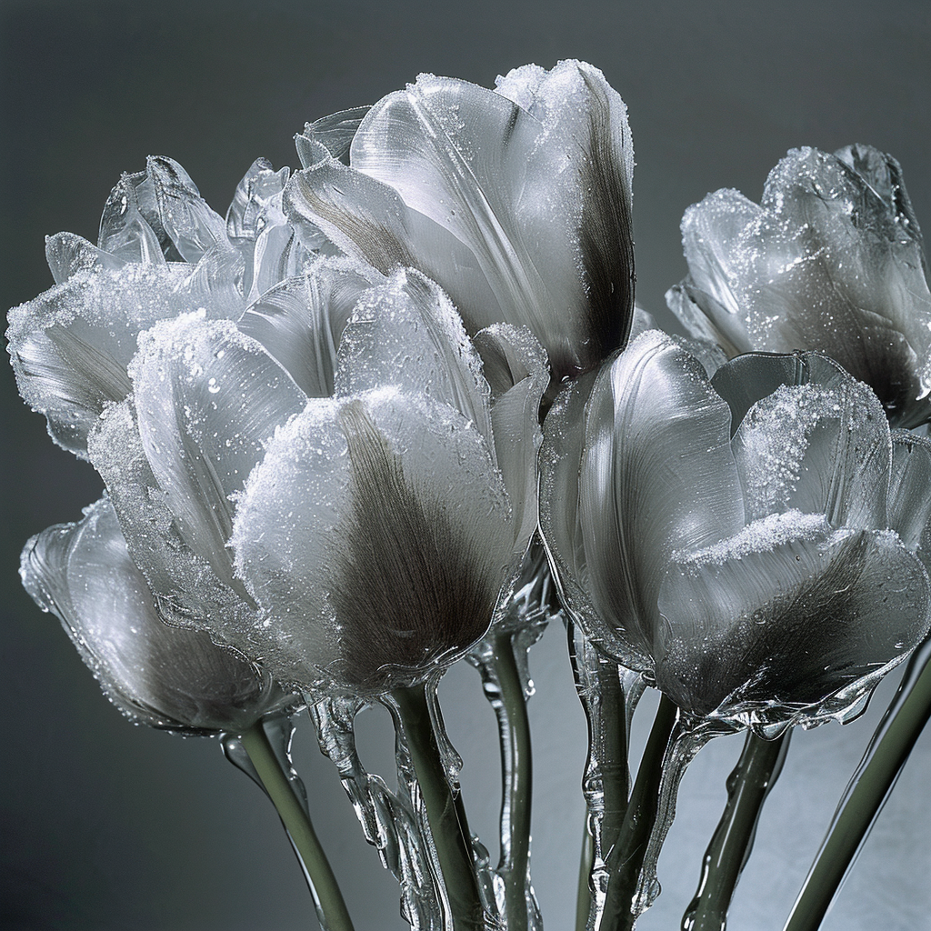 Tulips Covered in Ice