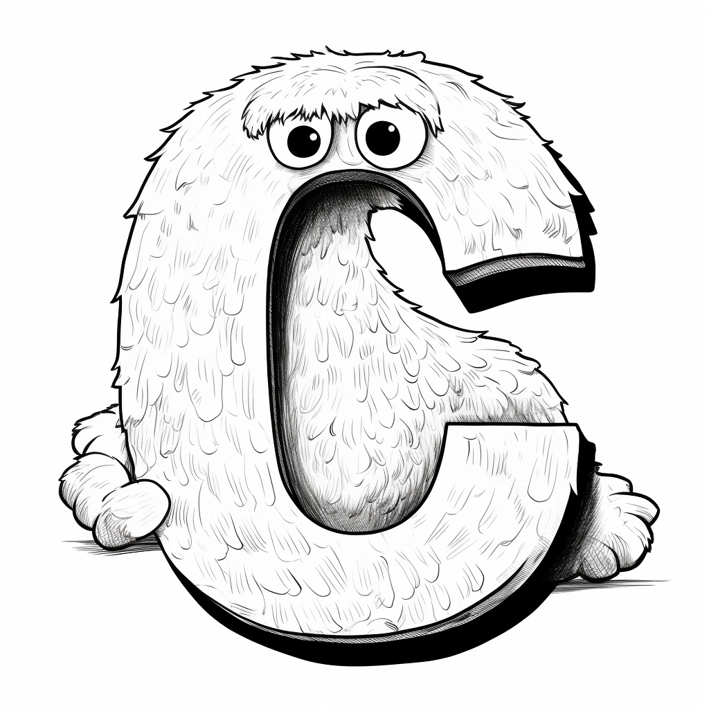 Simple Cookie Monster C Coloring