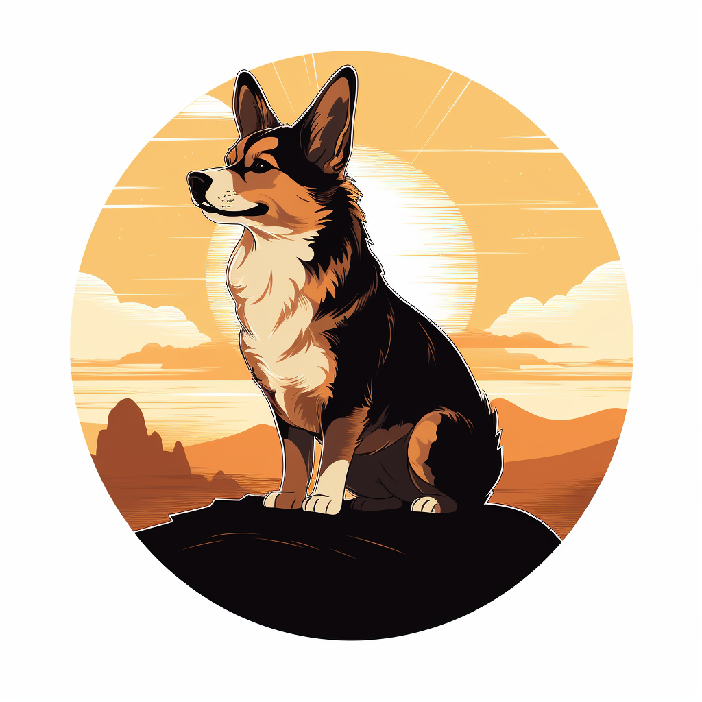 Corgi silhouette on white background