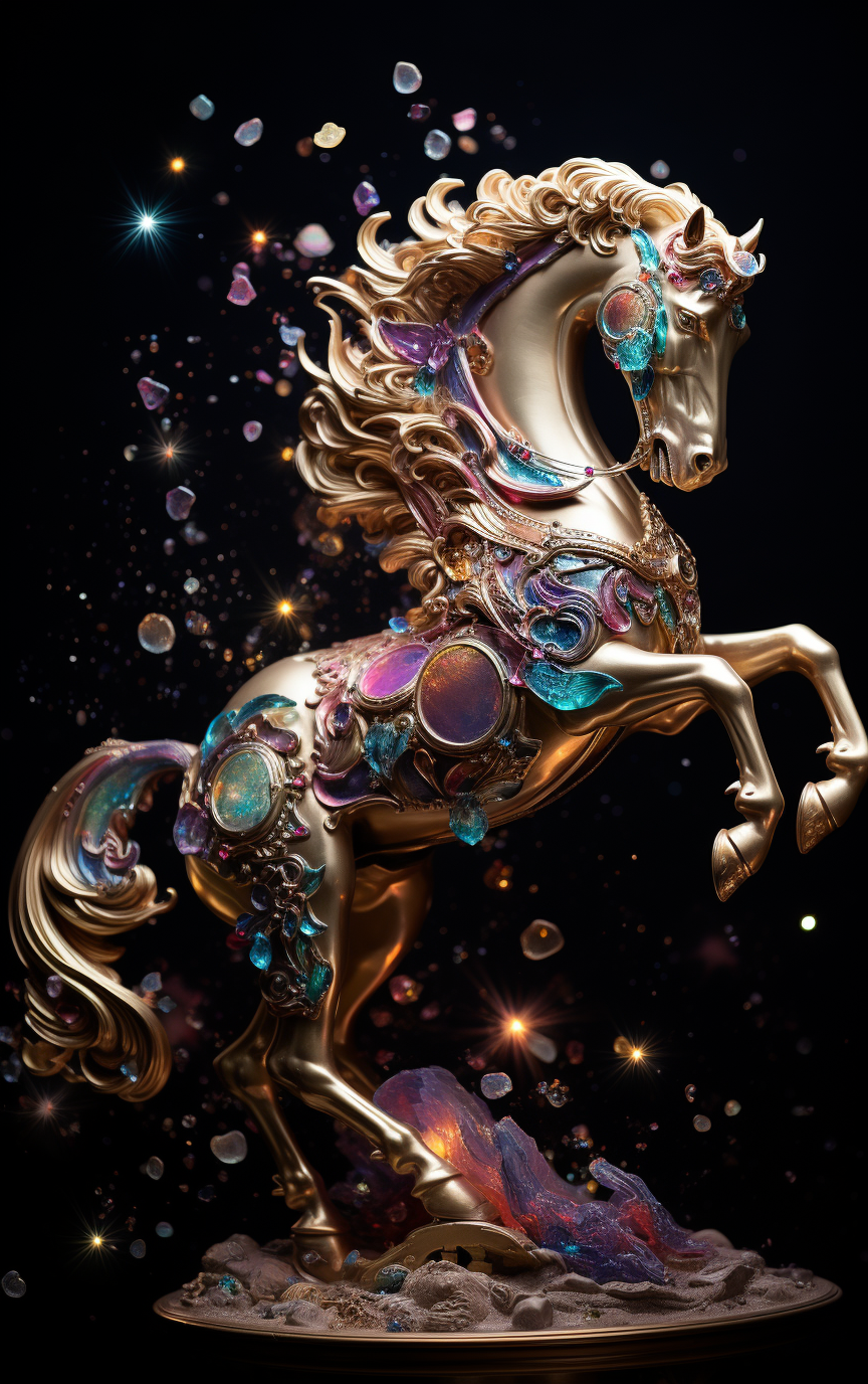 Ethereal horse on cosmic carousel