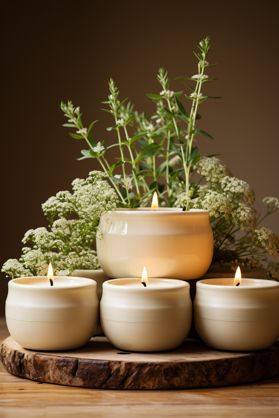 Minimal product photography of candle set