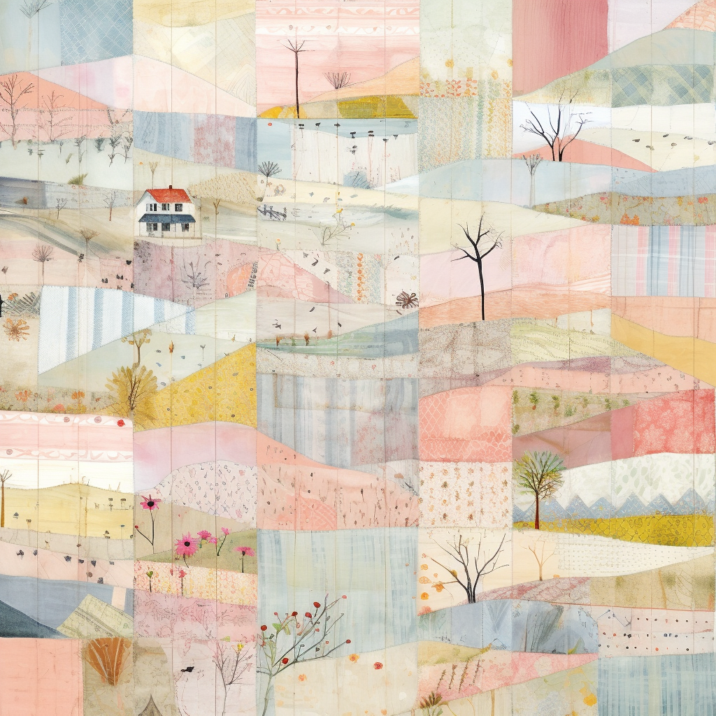 Vintage country patchwork with pastel colors
