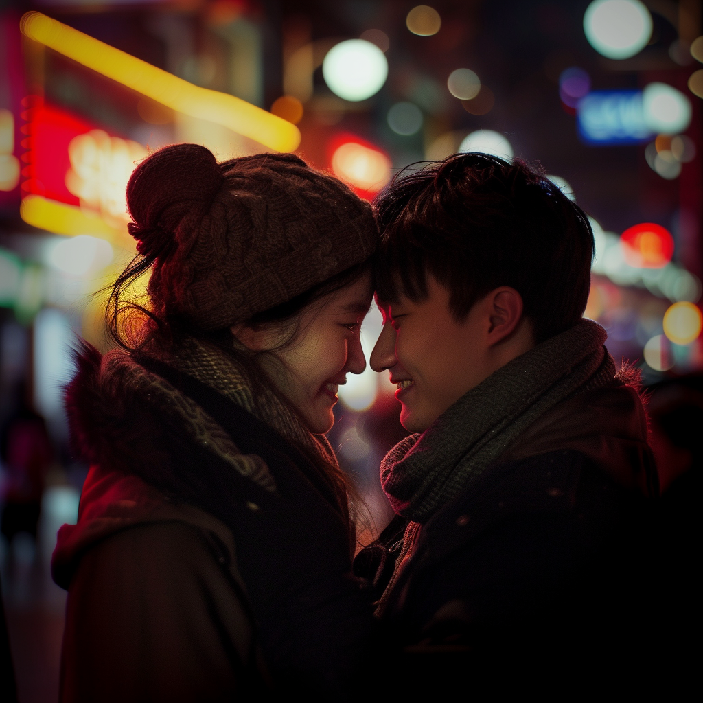 Couple woman giving chocolates on Valentine's Day