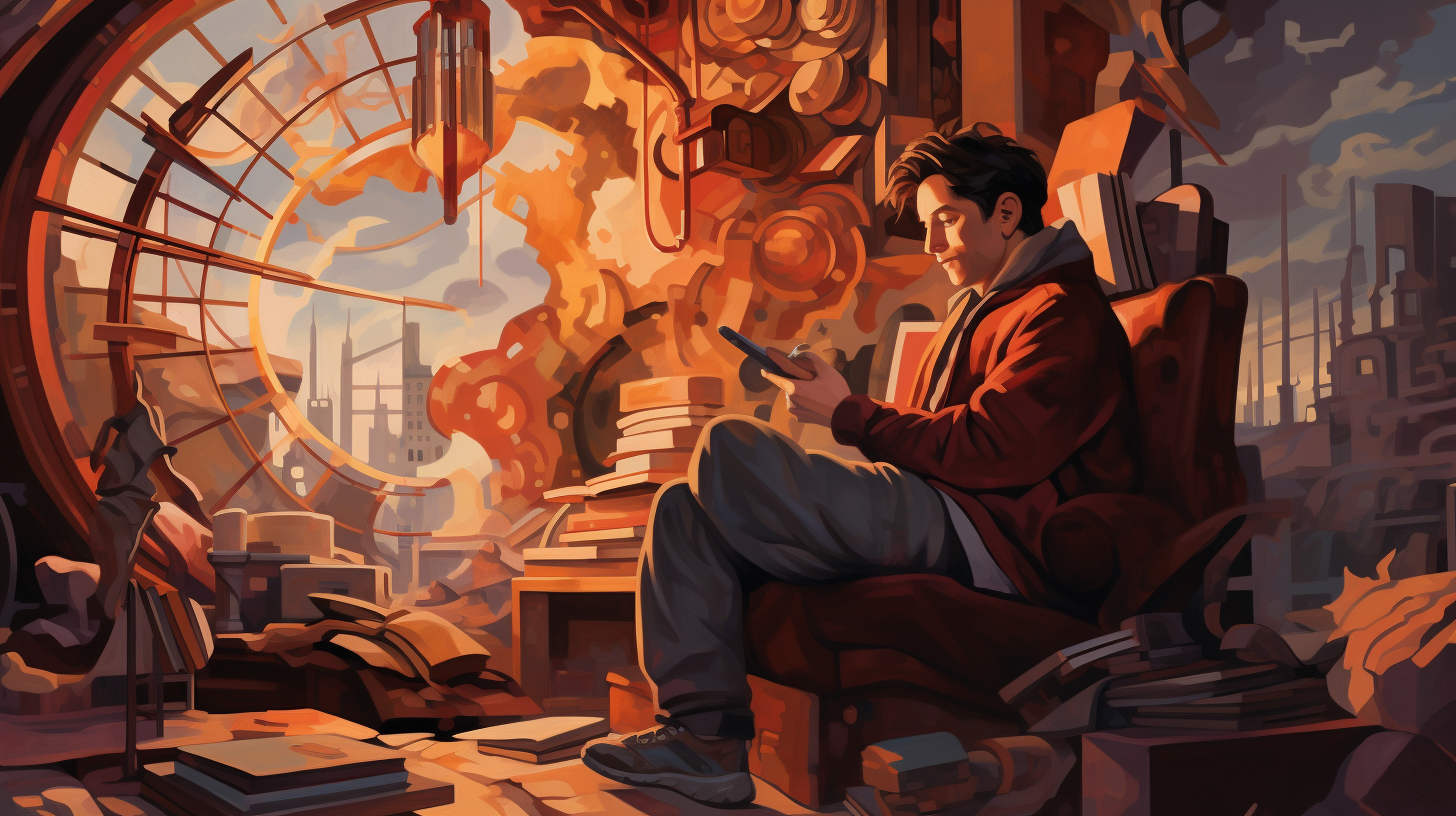 Stylized cozy warm colors competitive advantage illustration