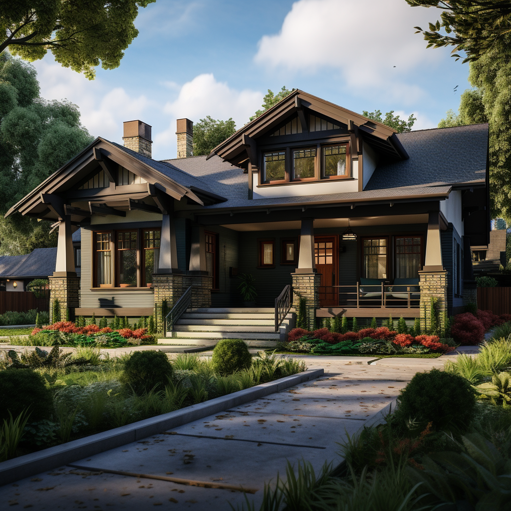 Craftsman house styles in realistic design