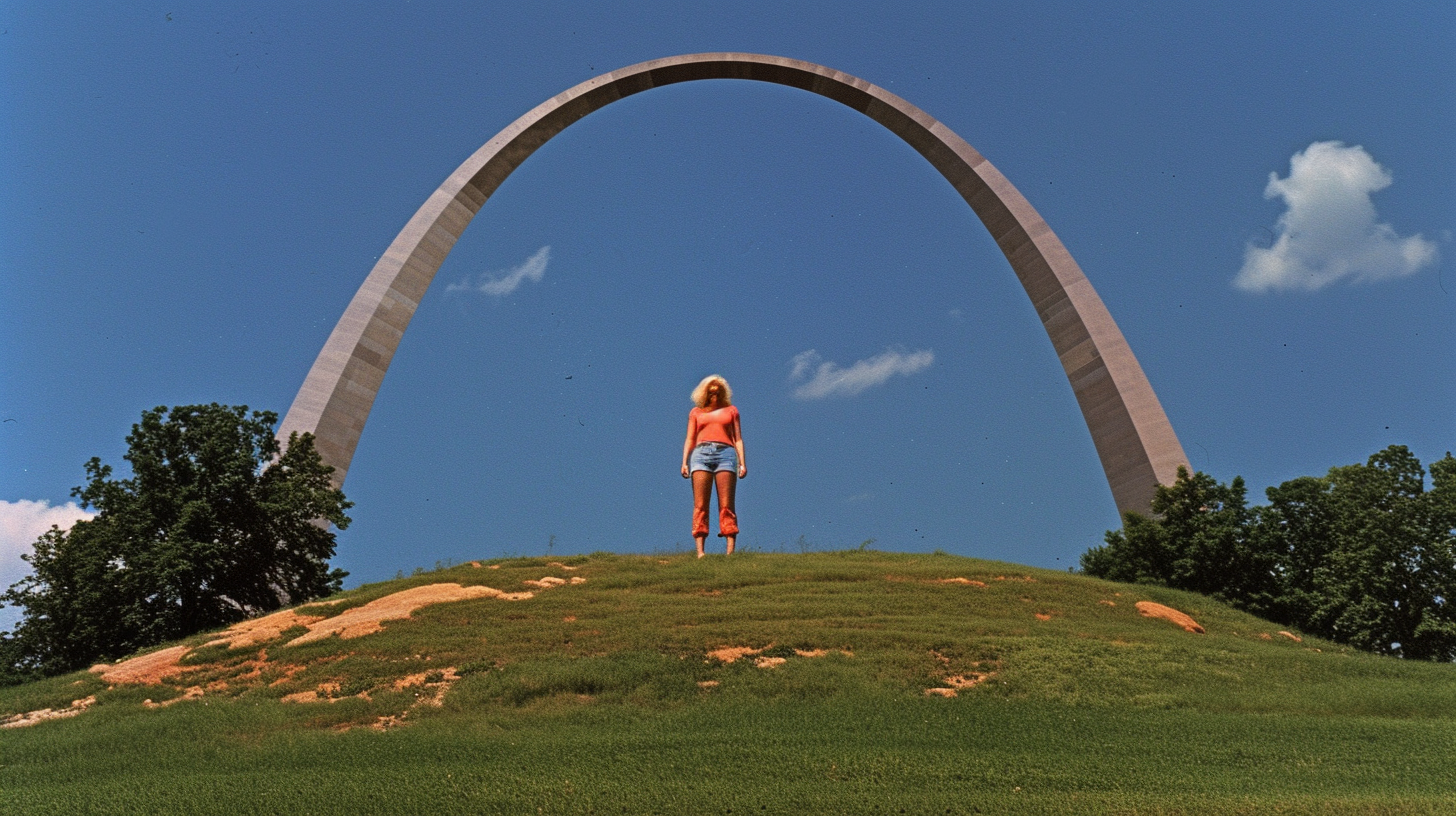 Lady on Saint Louis Arch Photo