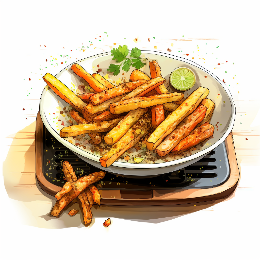 Crispy Vegetable Sticks on Colorful Plate