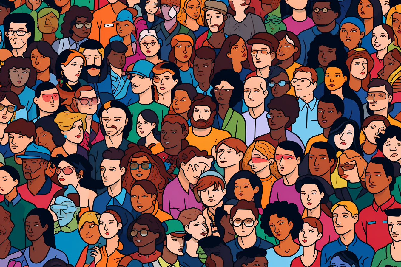 Colorful crowd of people