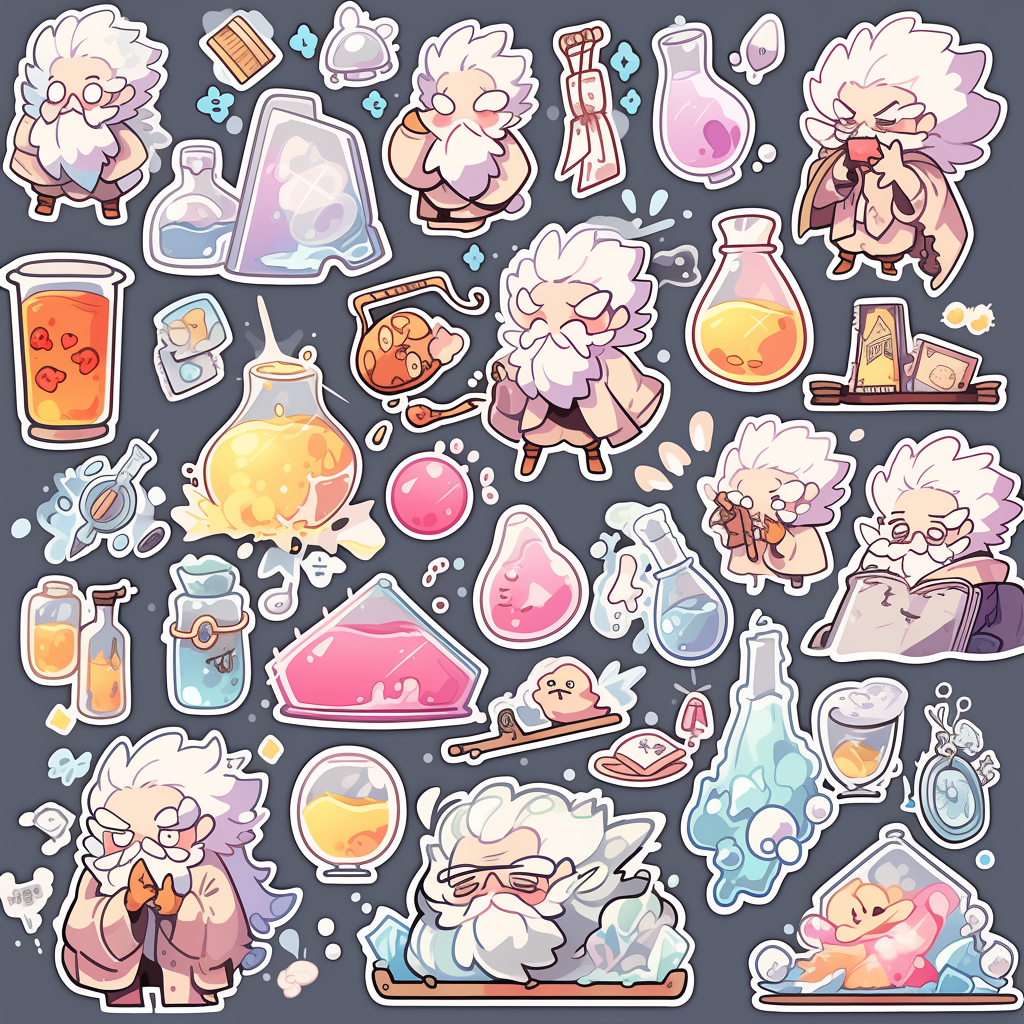 Crystal Scientist Cartoon Character Sticker