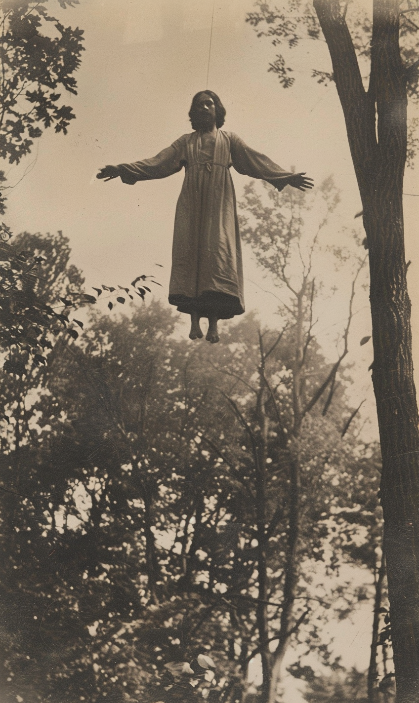 Jesus Levitating in Vintage Forest