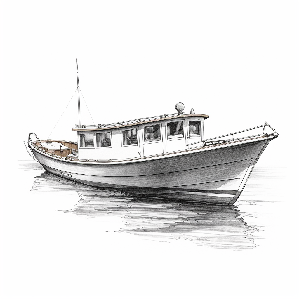 Hand drawing of custom Caroline boat