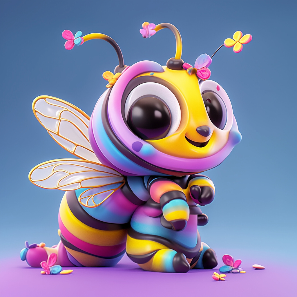 Cute Adorable Bee Chibi Illustration Background