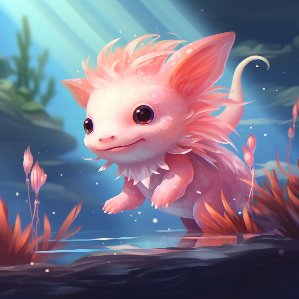 Charming axolotl mermaid artwork