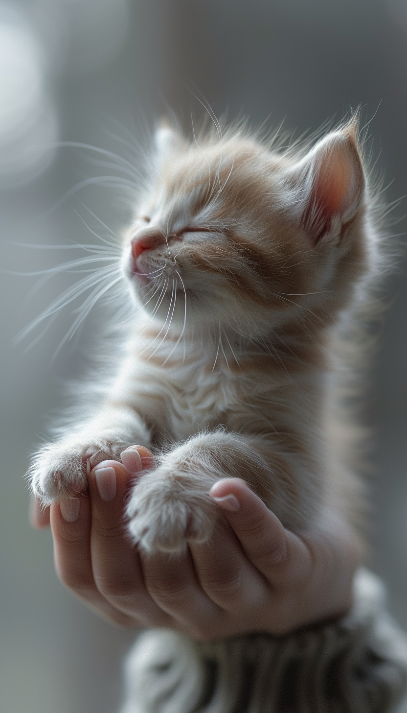 Adorable Baby Cat in Hand