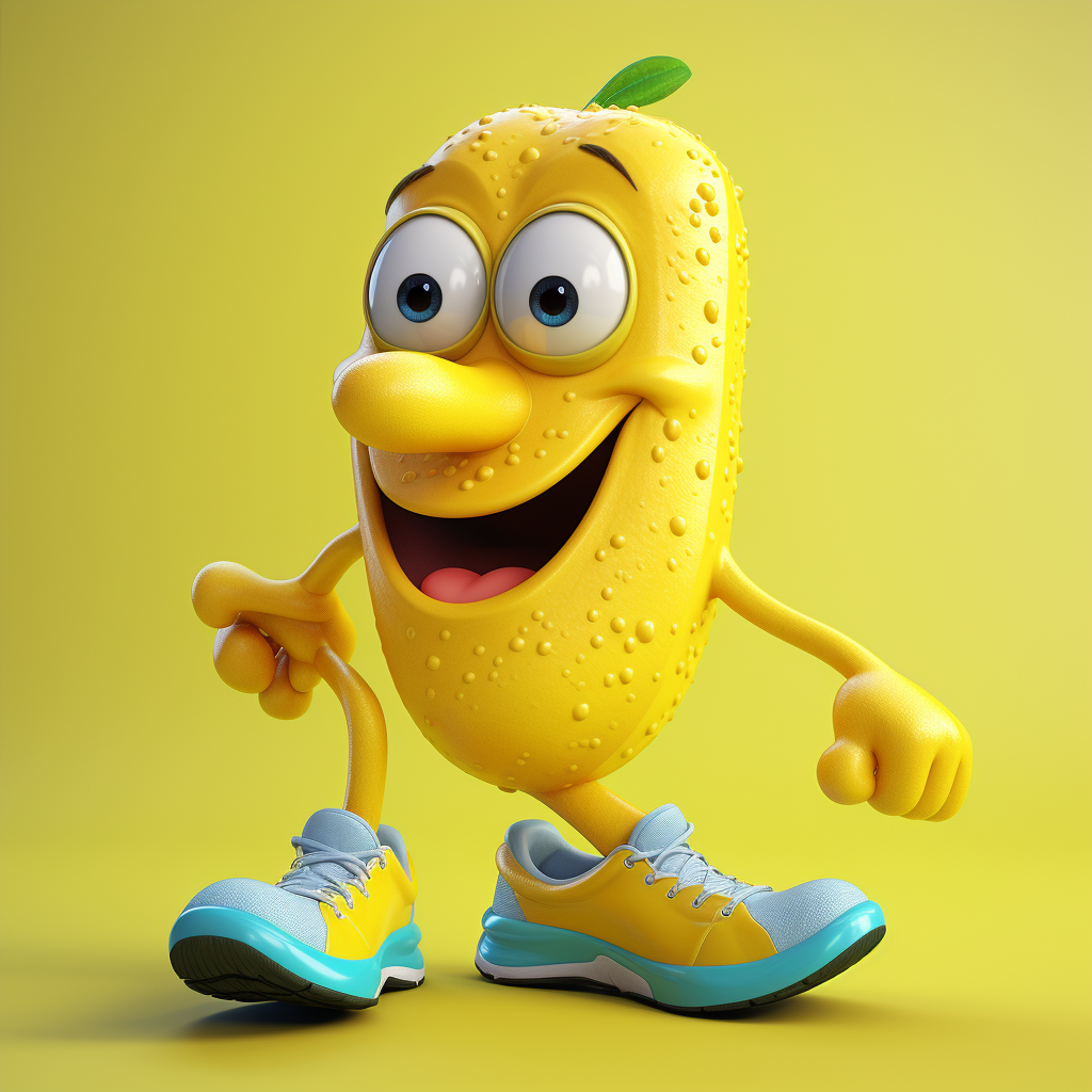 Adorable banana cartoon wearing sneakers