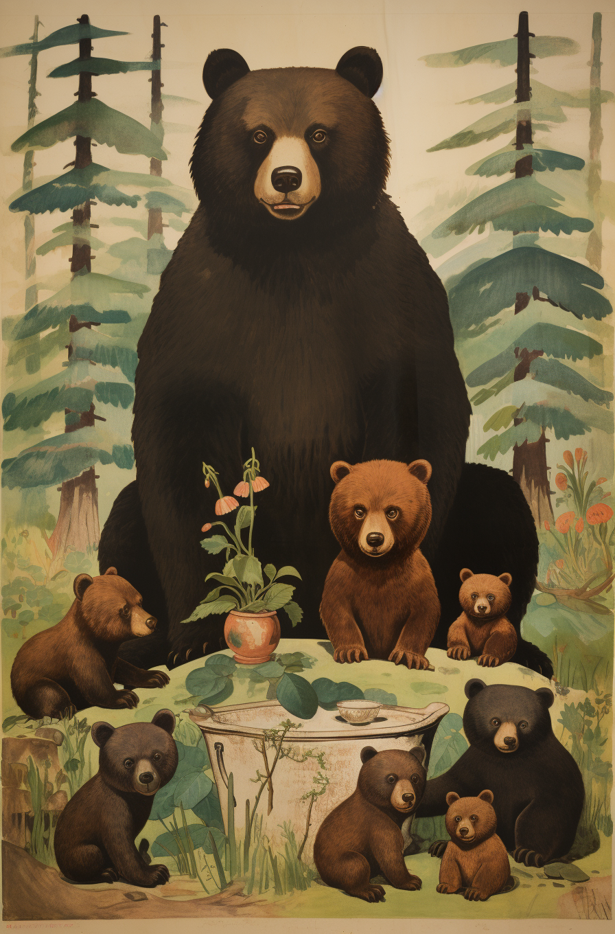 Adorable bear family art prints