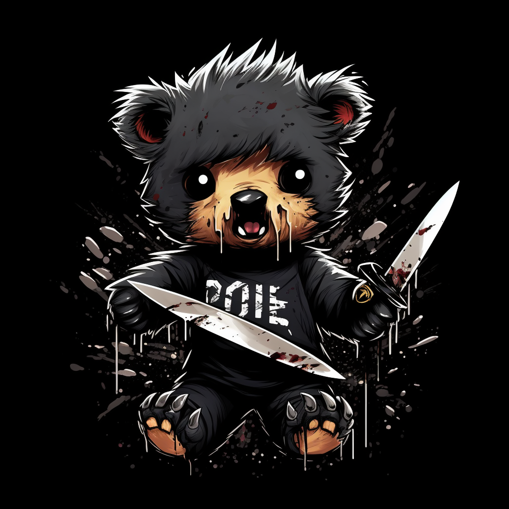 Illustration of a cute bear holding a knife