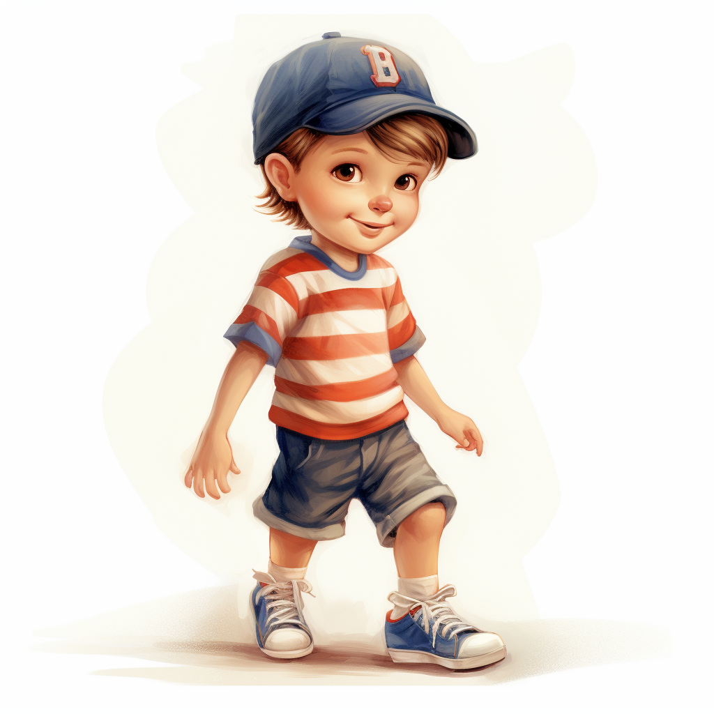 Cute boy with mischief and blue striped t-shirt