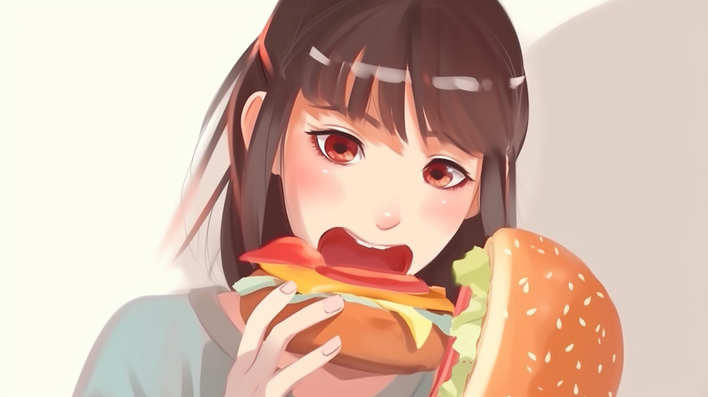 Girl holding hamburger