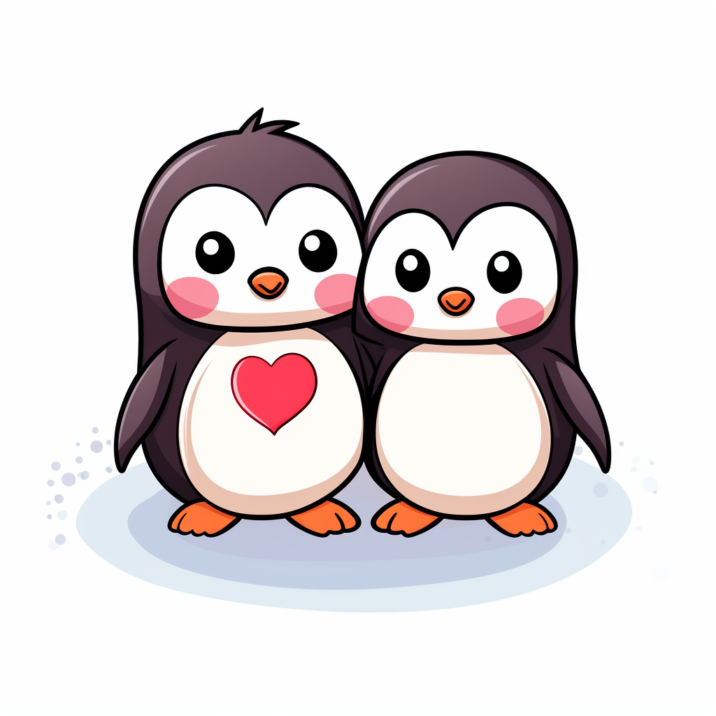 Cute Chibi Penguins Valentine Image