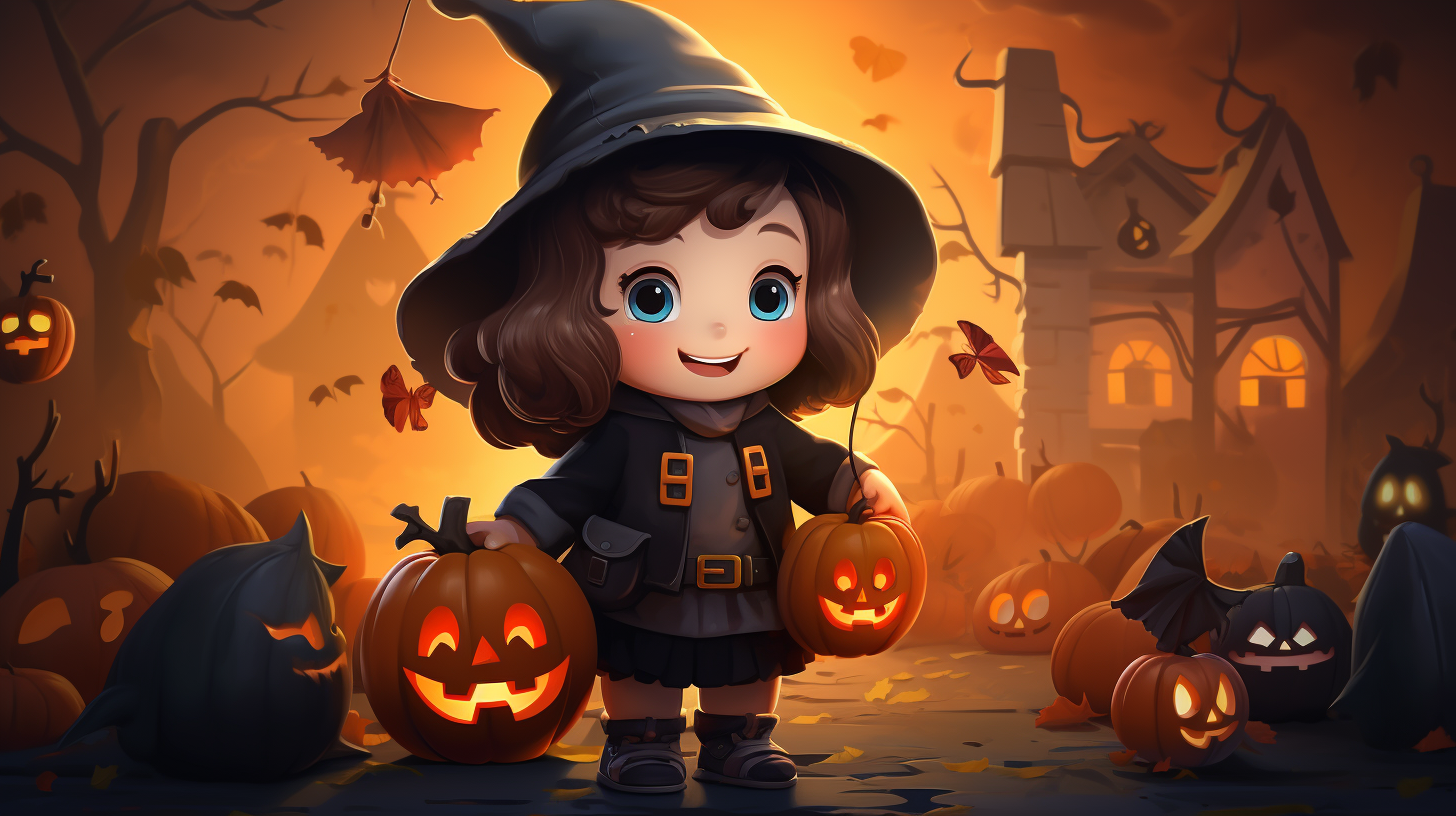 Adorable chubby girl witch giving candy